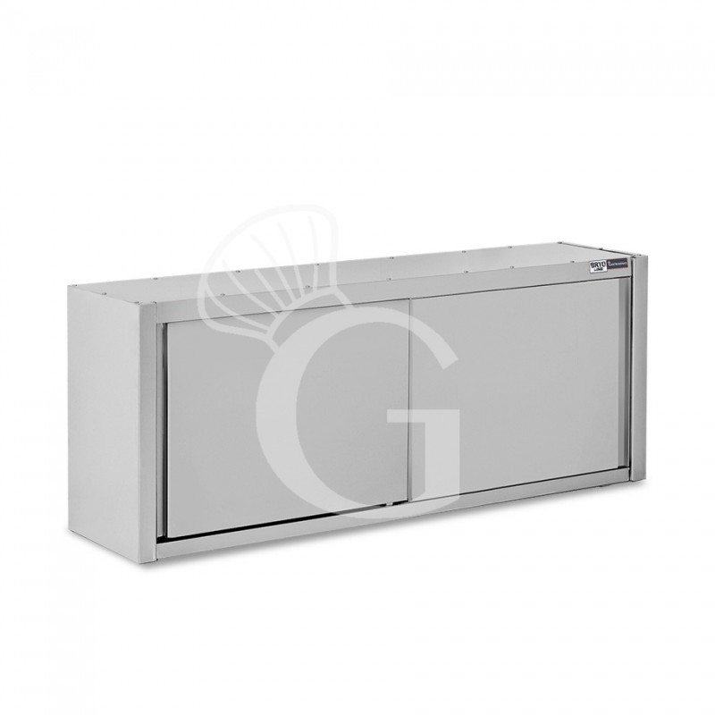 Armario de pared con puertas correderas de acero inoxidable con 1 estante, L 1800 mm x P 400 mm x A 650 mm