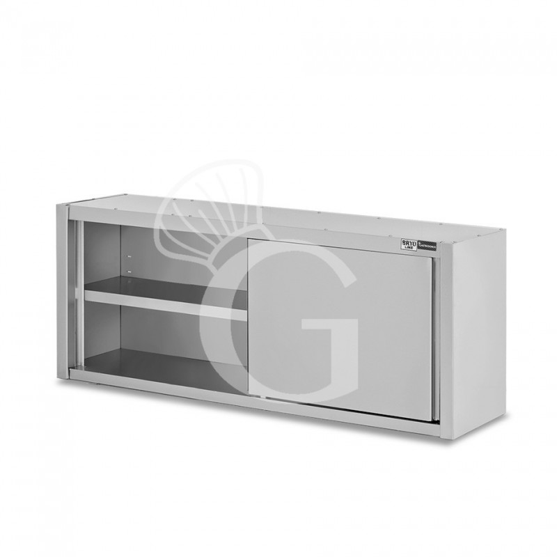 Armario de pared con puertas correderas de acero inoxidable con 1 estante, L 1800 mm x P 400 mm x A 650 mm