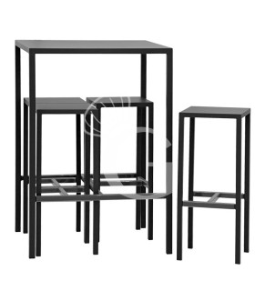 Juego Giglio de exterior, 1 mesa y 4 banquetas de metal pintado