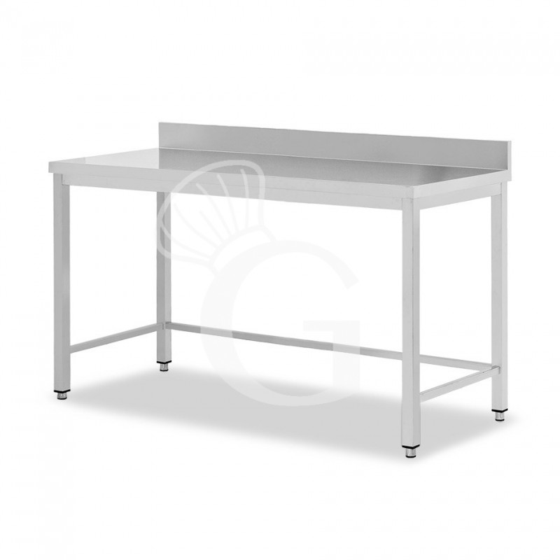 Mesa de acero inoxidable con peto trasero L 2000 mm x P 600 mm x A 950 mm