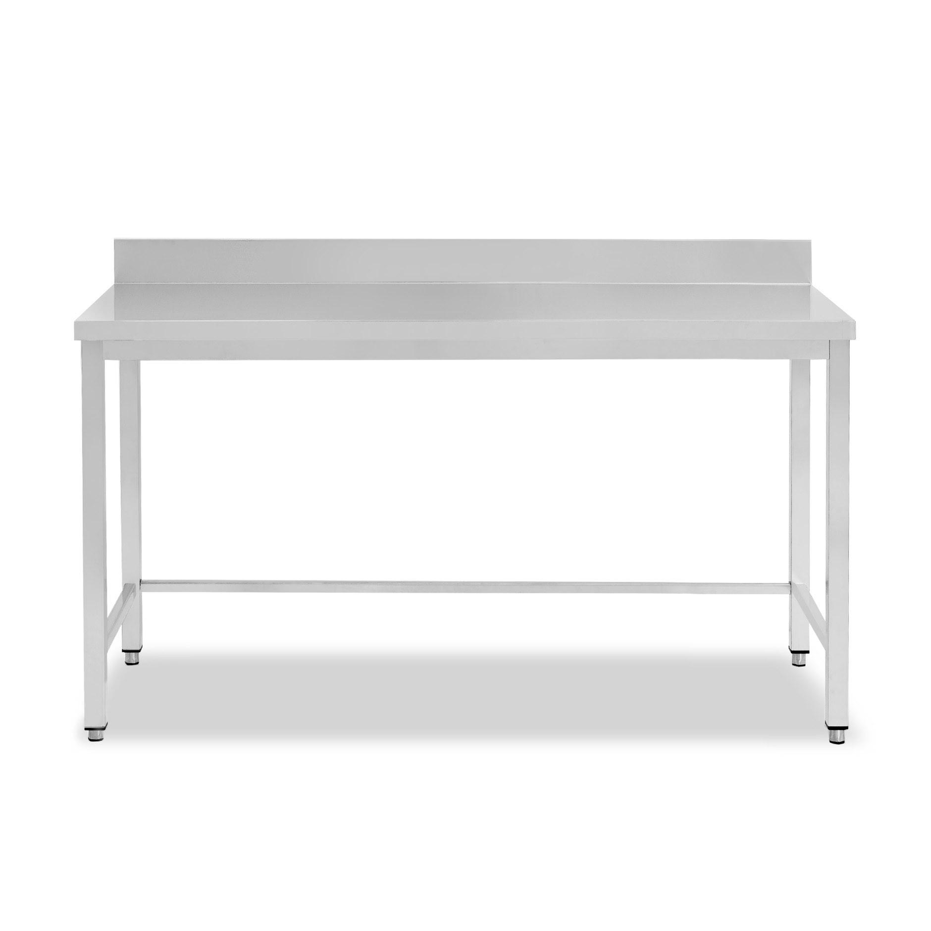 Mesa de acero inoxidable con peto trasero L 2000 mm x P 600 mm x A 950 mm