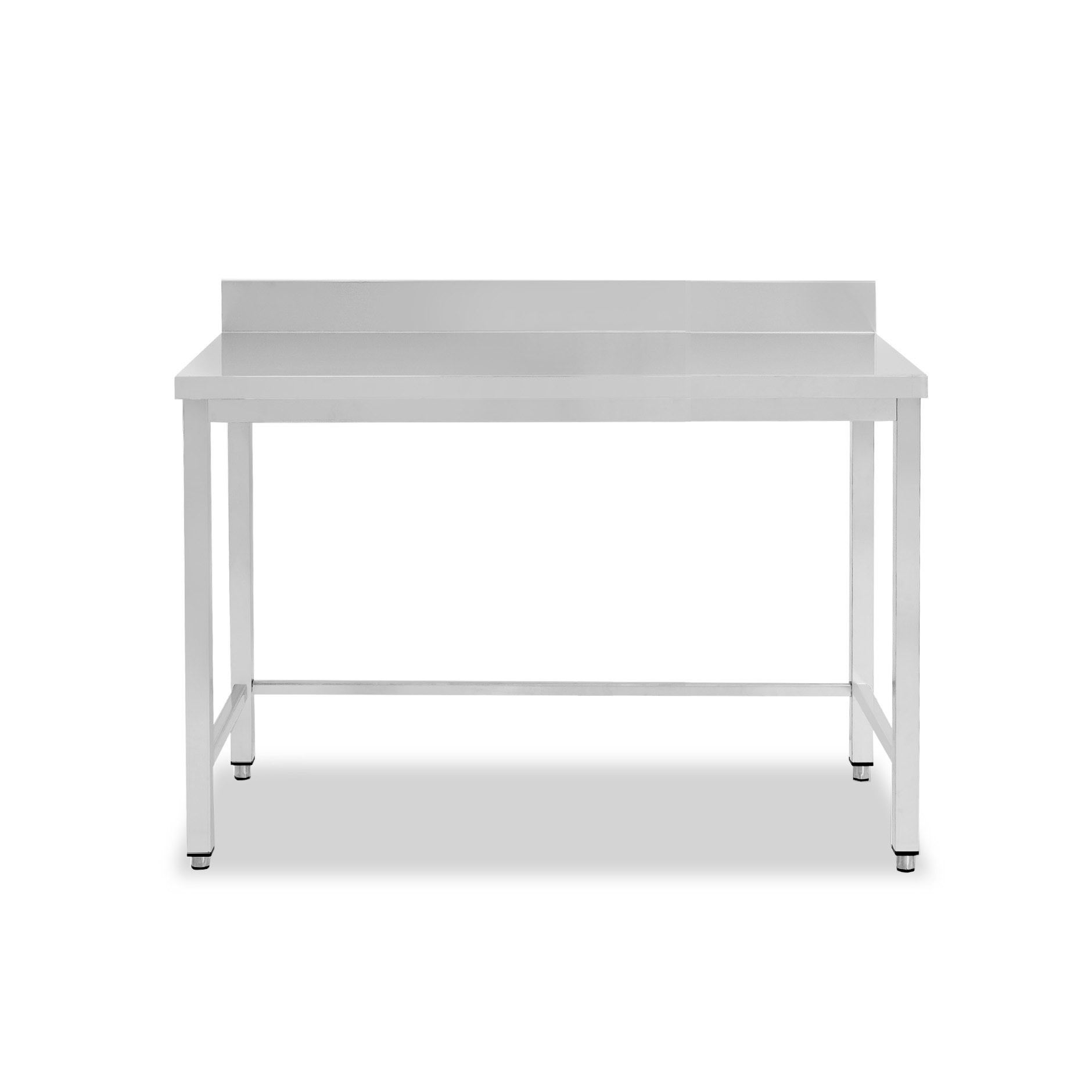 Mesa de acero inoxidable con peto trasero L 1100 mm x P 700 mm x A 950 mm