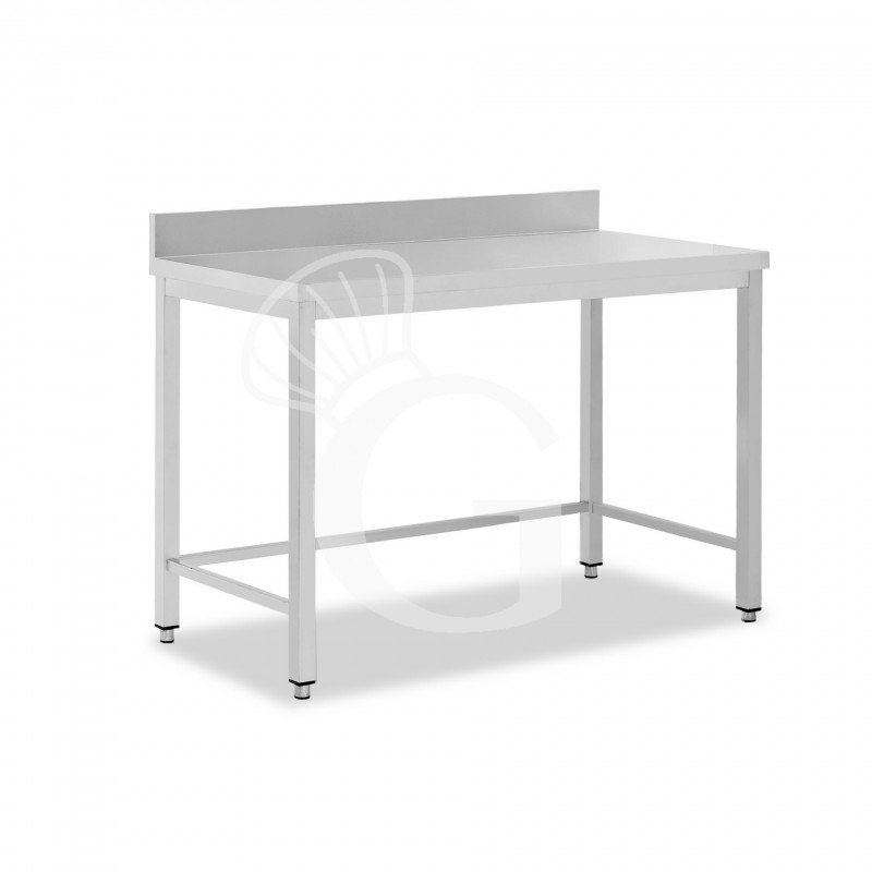 Mesa de acero inoxidable con peto trasero L 1100 mm x P 700 mm x A 950 mm