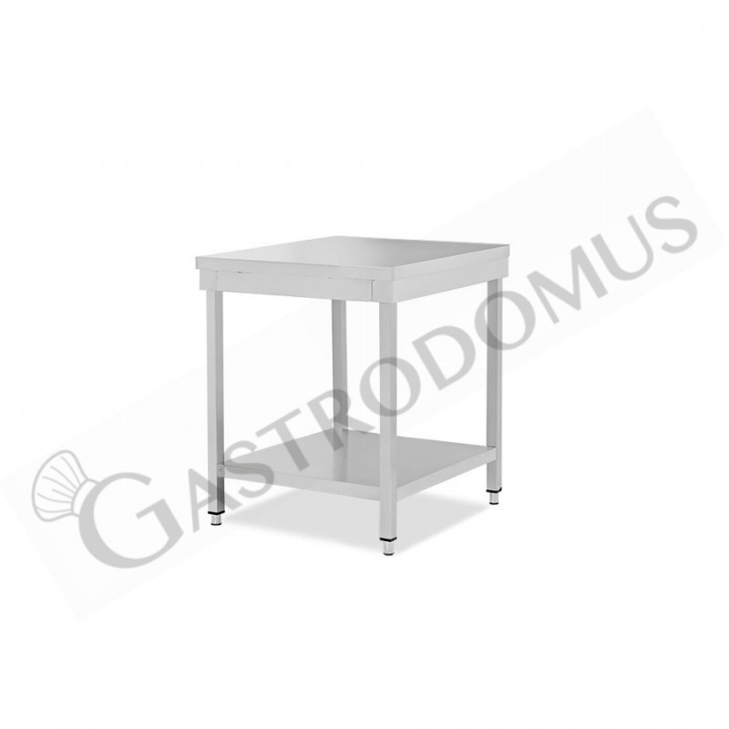 Mesa simple de acero inoxidable con 1 estante, longitud 400 mm x profundidad 600 mm x altura 865 mm