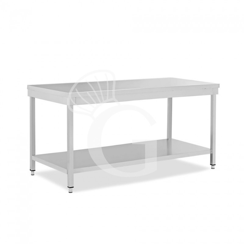 Mesa de trabajo de acero inoxidable con estante inferior con dimensiones L 2000 mm x P 600 mm x A 865 mm
