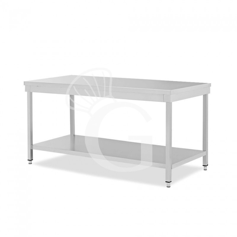 Mesa de trabajo de acero inoxidable con estante inferior con dimensiones L 2000 mm x P 600 mm x A 865 mm