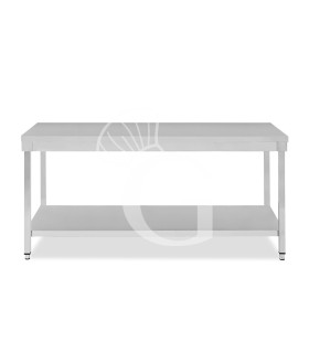 Mesa de trabajo de acero inoxidable con estante inferior con dimensiones L 2000 mm x P 600 mm x A 865 mm