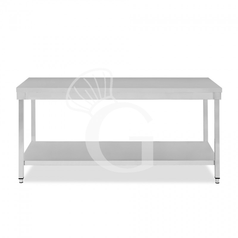 Mesa de trabajo de acero inoxidable con estante inferior con dimensiones L 2000 mm x P 600 mm x A 865 mm