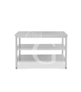 Mesa de acero inoxidable con 2 estantes L 1500 mm x P 600 mm x H 865 mm