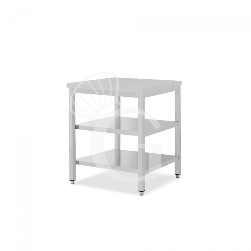 Mesa de acero inoxidable 2 estantes L 700 mm x P 700 mm x A 865 mm