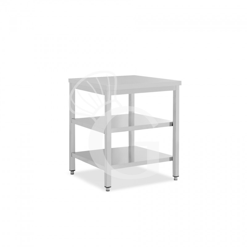 Mesa de acero inoxidable 2 estantes L 700 mm x P 700 mm x A 865 mm