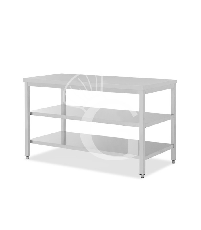 Mesa de acero inoxidable con 2 estantes L 1800 mm x P 800 mm x A 865 mm