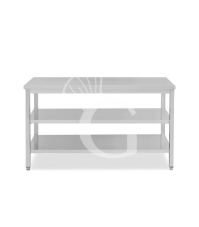 Mesa de acero inoxidable con 2 estantes L 1800 mm x P 800 mm x A 865 mm