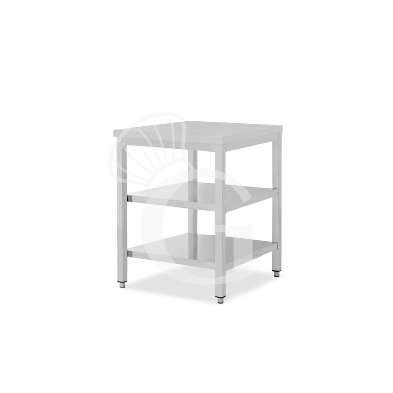 Mesa de trabajo de acero inoxidable con 2 estantes, L 400 mm x P 700 mm x A 865 mm