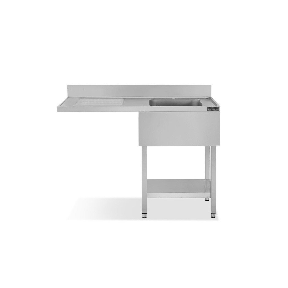 Fregadero con bastidor y hueco para lavavajillas, 1 cubeta, escurridor a la izquierda L 1400 mm x P 600 mm x A 950 mm