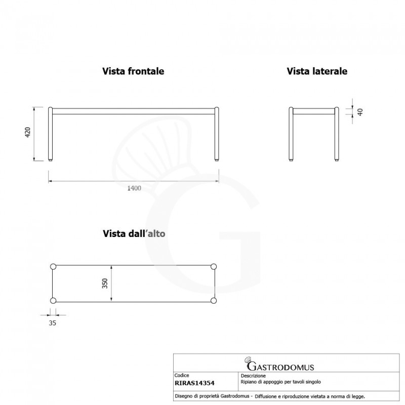 Estante de sobremesa, L 1400 x P 365 x A 425 mm