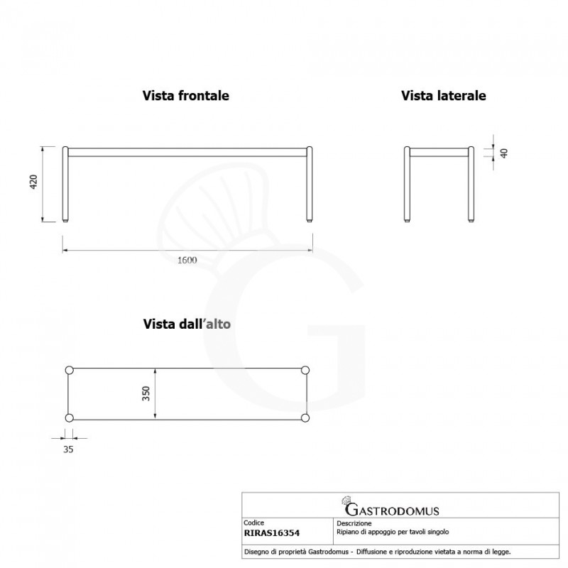 Estante de sobremesa, L 1600 x P 365 x A 425 mm