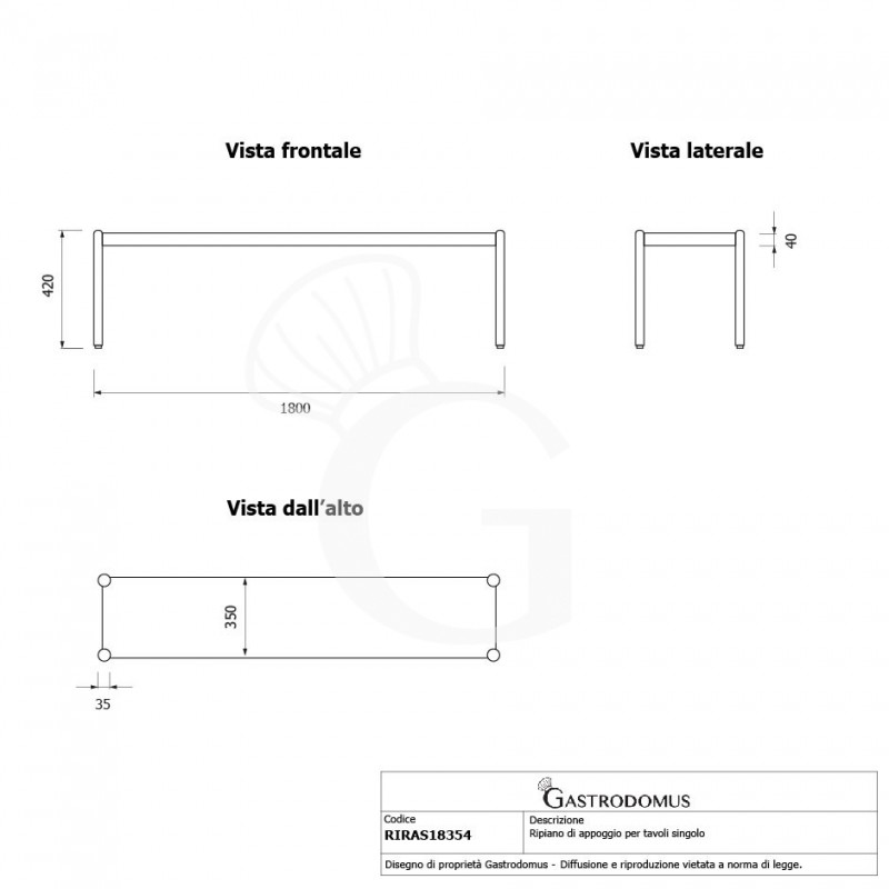 Estante de sobremesa, L 1800 x P 365 x A 425 mm