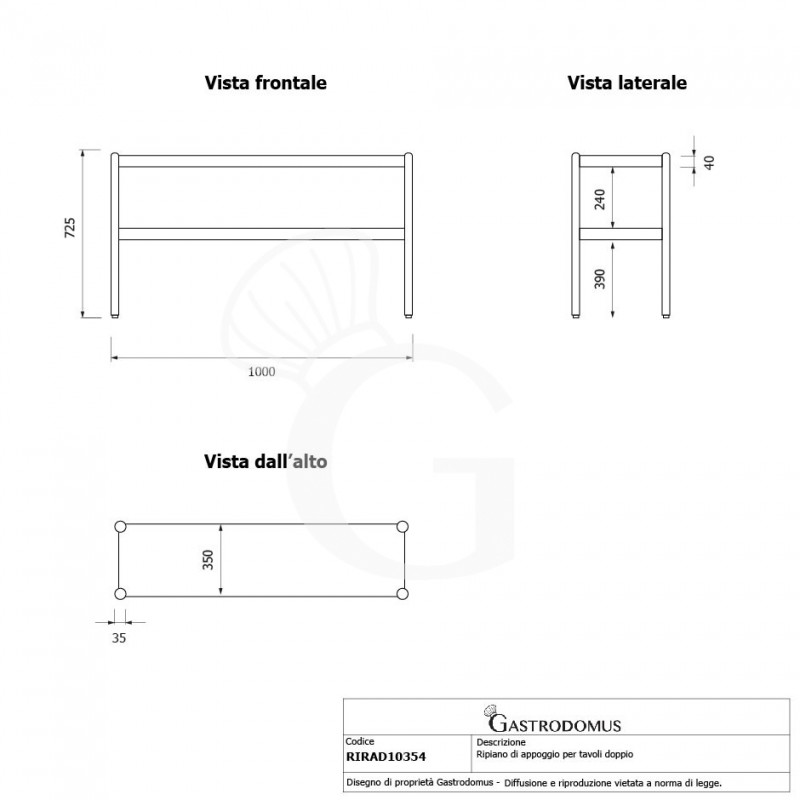 Estante de sobremesa, L 1000 x P 365 x A 725 mm