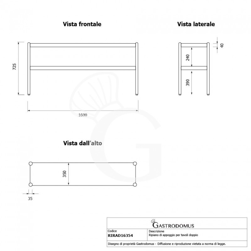 Estante de sobremesa, L 1600 x P 365 x A 725 mm