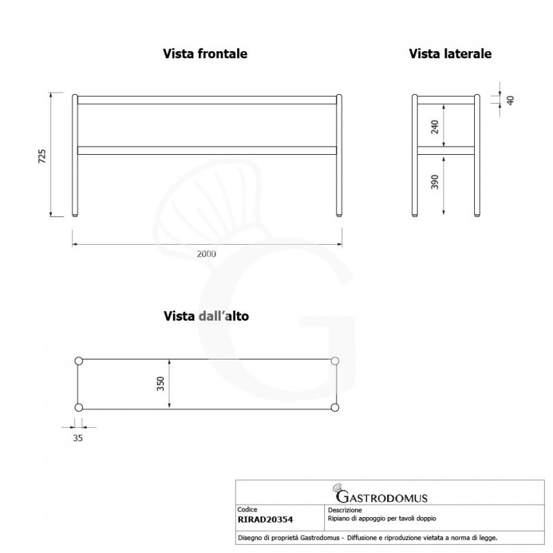 Estante de sobremesa, L 2000 x P 365 x A 725 mm