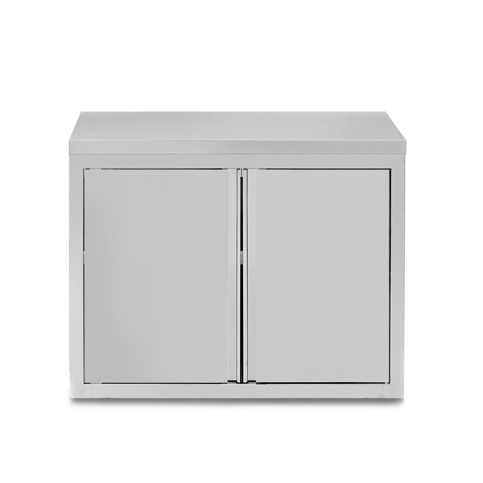 Armario de pared de acero inoxidable con 2 puertas batientes y 1 estante, L 800 mm x P 400 mm x A 800 mm