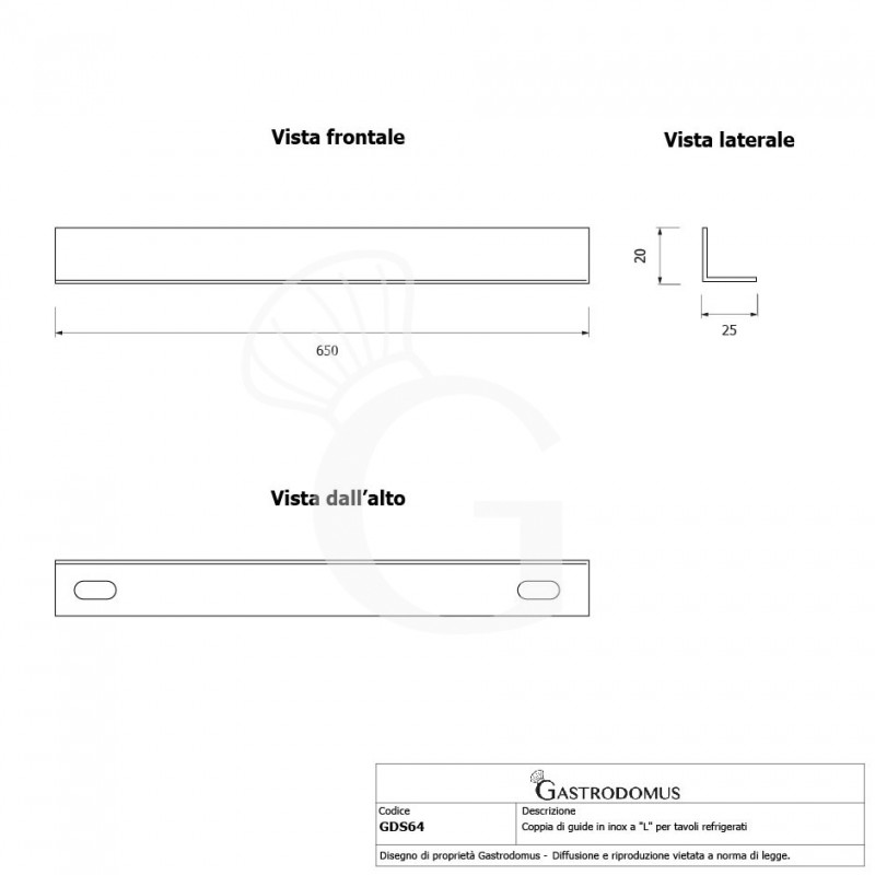 Par de guías en forma de "L" para mesas refrigeradas