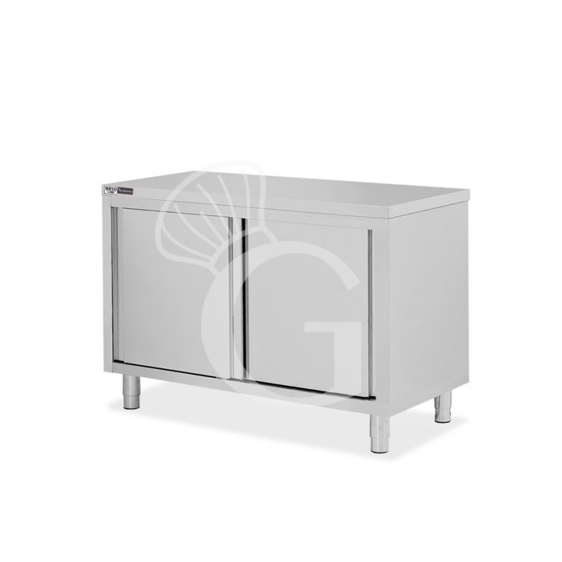 Mesa mural de acero inoxidable 2 puertas correderas L 1200 mm x P 700 mm x A 850 mm