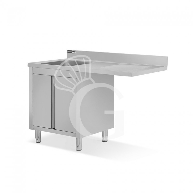 Fregadero con mueble y hueco para lavavajillas, cubeta, escurridor a la derecha L1400mmxP700mmxA965mm - agujero grifo Ø 32mm