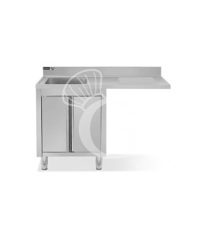 Fregadero con mueble y hueco para lavavajillas, cubeta, escurridor a la derecha L1400mmxP700mmxA965mm - agujero grifo Ø 32mm