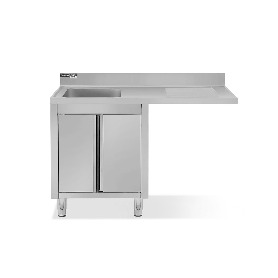 Fregadero con mueble y hueco para lavavajillas, cubeta, escurridor a la derecha L1400mmxP700mmxA965mm - agujero grifo Ø 32mm