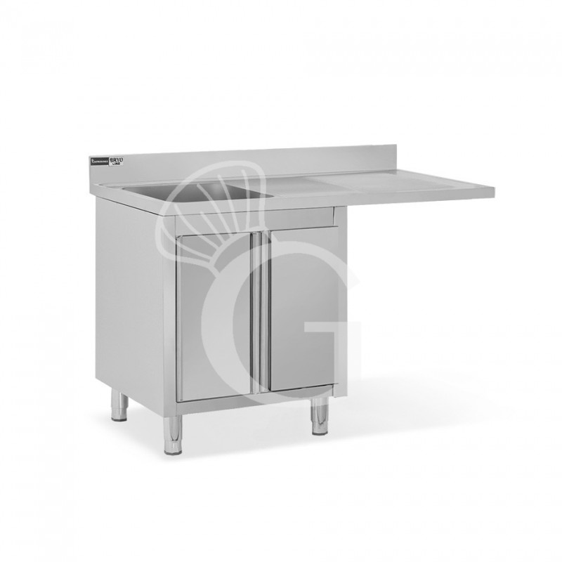 Fregadero con mueble y hueco para lavavajillas, cubeta, escurridor a la derecha L1400mmxP700mmxA965mm - agujero grifo Ø 32mm