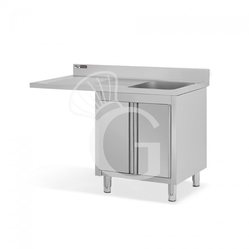 Fregadero con mueble y hueco para lavavajillas, cubeta, escurridor a la izquierda L1400mmxP700mmxA965mm - agujero grifo Ø 32mm