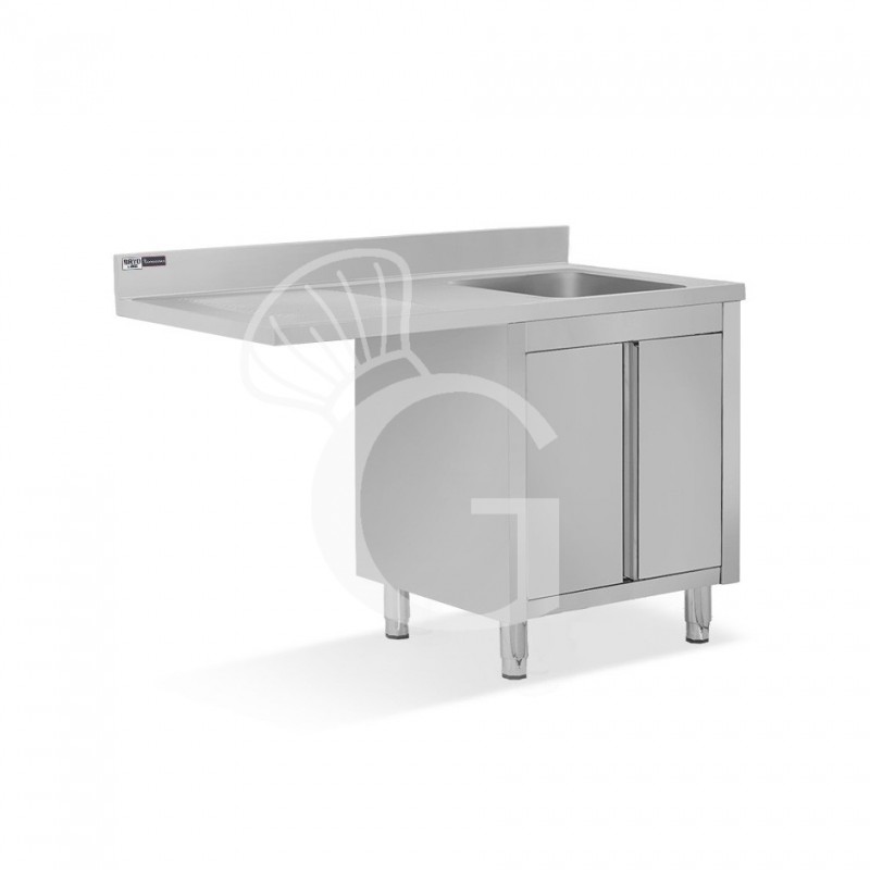 Fregadero con mueble y hueco para lavavajillas, cubeta, escurridor a la izquierda L1400mmxP700mmxA965mm - agujero grifo Ø 32mm