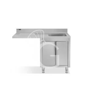 Fregadero con mueble y hueco para lavavajillas, cubeta, escurridor a la izquierda L1400mmxP700mmxA965mm - agujero grifo Ø 32mm