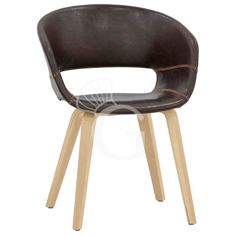 Silla Yoga con estructura de madera y revestimiento de ecopiel. Dimensiones L 420 mm x P 420 mm x H 750 mm