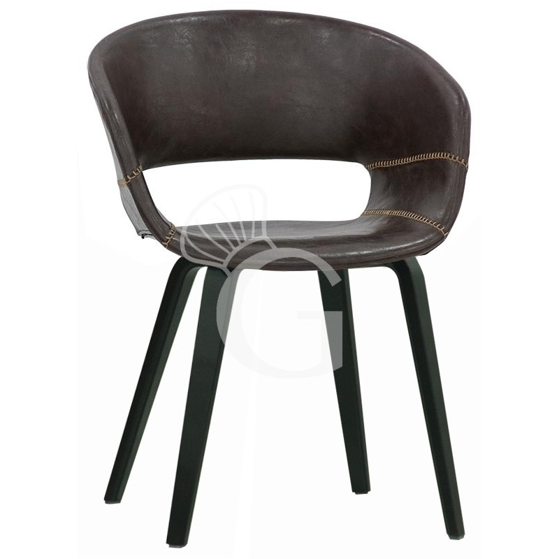 Silla Yoga con estructura de madera y revestimiento de ecopiel. Dimensiones L 420 mm x P 420 mm x H 750 mm