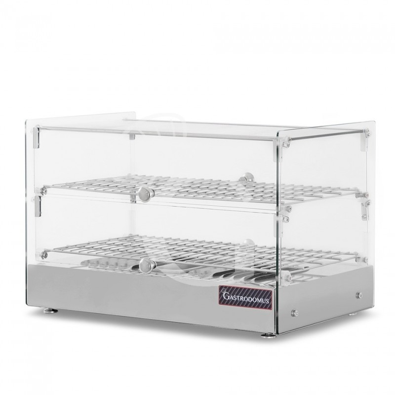 Vitrina caliente de vidrio y acero inoxidable +30°C/+90°C 50 LT L 555 mm x P 375 mm x A 370 mm