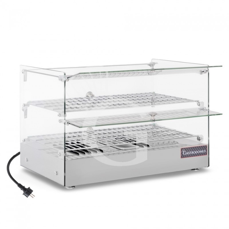 Vitrina caliente de vidrio y acero inoxidable +30°C/+90°C 50 LT L 555 mm x P 375 mm x A 370 mm