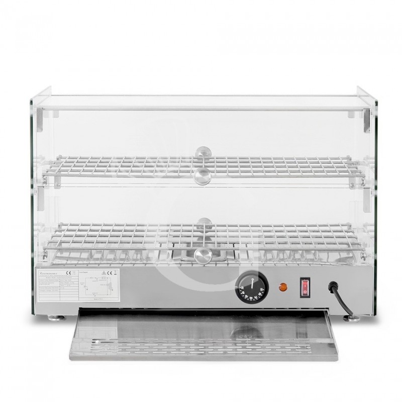 Vitrina caliente de vidrio y acero inoxidable +30°C/+90°C 50 LT L 555 mm x P 375 mm x A 370 mm