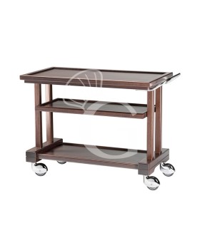 Carro de servicio de madera maciza, 3 pisos de madera contrachapada de abedul, L 1150 mm x P 550 mm x A 820 mm