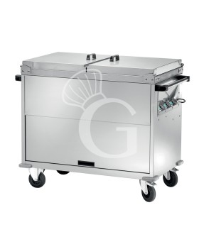 Carro térmico baño maría cerrado, temperatura diferenciada, para 3 cubetas GN1/1 - L 1300 mm x P 680 mm x A 1020 mm