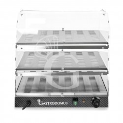 Vitrina caliente de acero inoxidable y plexiglás 3 estantes +30°C/+90°C L 515 mm x P 350 mm x A 530 mm
