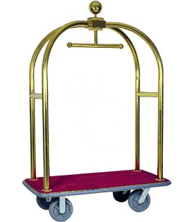Carro portaequipaje con perchero de acero latonado - L 1240 mm x P 640 mm x A 1900 mm