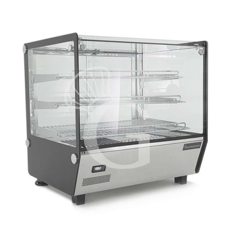 Vitrina caliente de vidrio y acero inoxidable 3 estantes +30°C/+90°C 120 LT L 678 mm x P 568 mm x A 686 mm