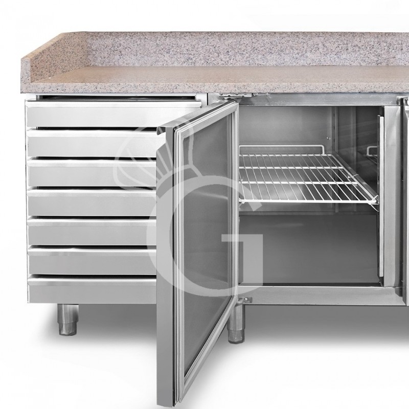 Mesa Refrigerada para pizza 600X400 2 Puertas 7 Cajones 390 LT