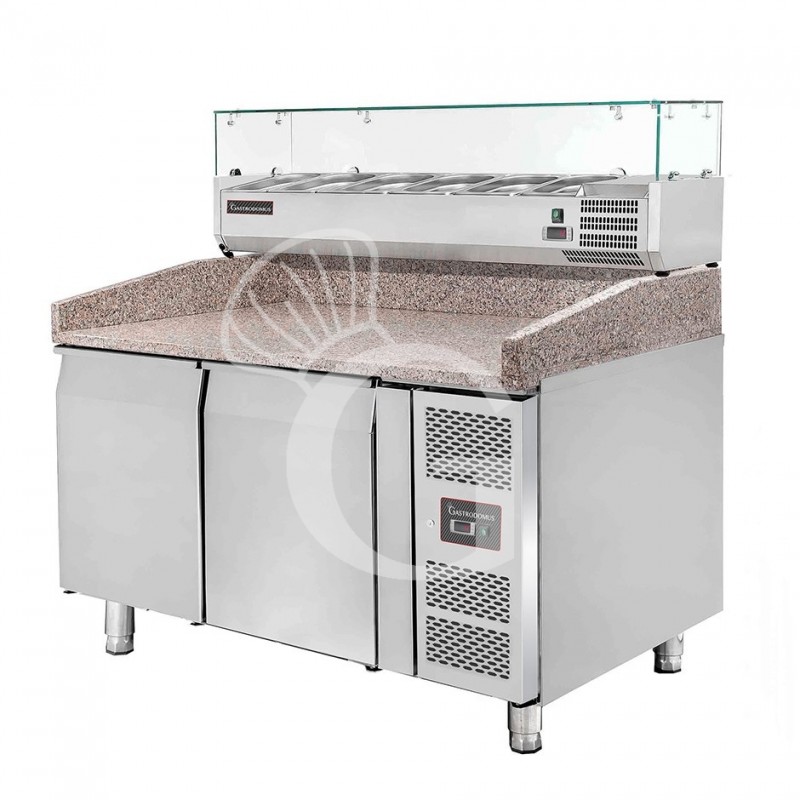 Mesa Refrigerada para pizza 600X400 2 puertas Vitrina Refrigerada 5 Cubetas GN1/3+1 GN1/2 390 LT