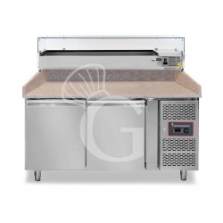 Mesa Refrigerada para pizza 600X400 2 Puertas Vitrina Refrigerada 7 Cubetas 390 LT