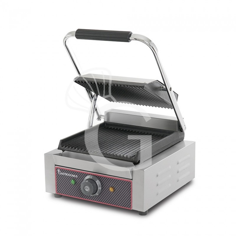 Sandwichera profesional simple ranurada de hierro fundido - L 310 mm x P 380 mm x A 210/520 mm