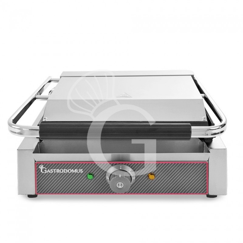 Sandwichera profesional simple lisa de hierro fundido - L 410 mm x P 380 mm x A 210/520 mm